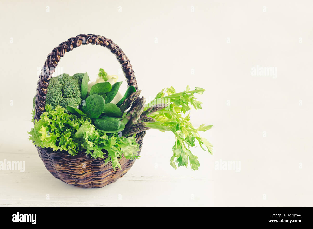 Assorted green vegetables food background as a healthy eating concept ...
