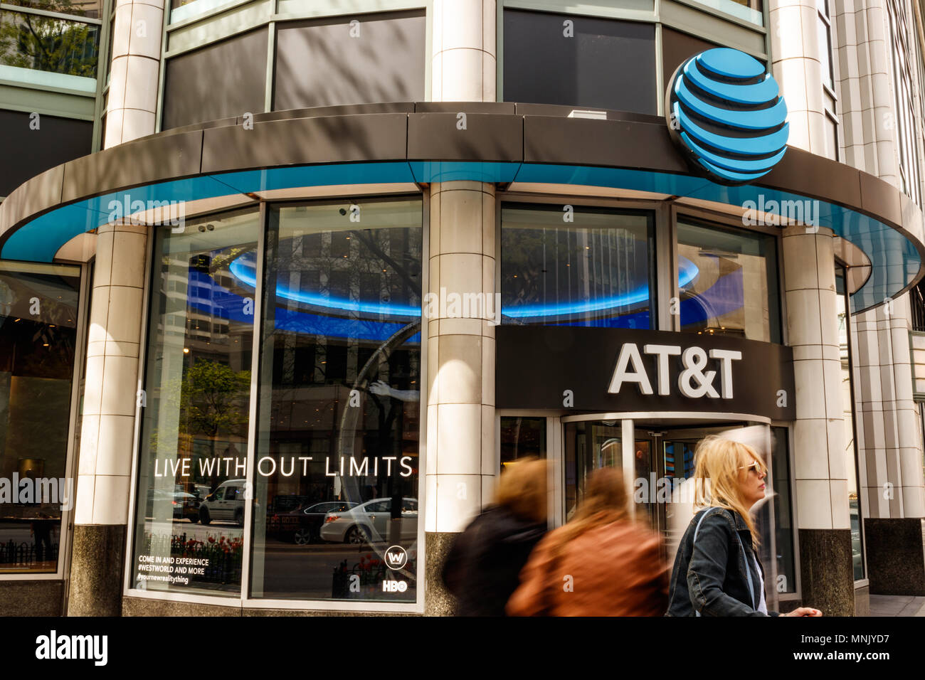 Chicago - Circa May 2018: AT&T Mobility Wireless Retail Store. AT&T now offers IPTV, VoIP, Cell Phones and DirecTV Stock Photo