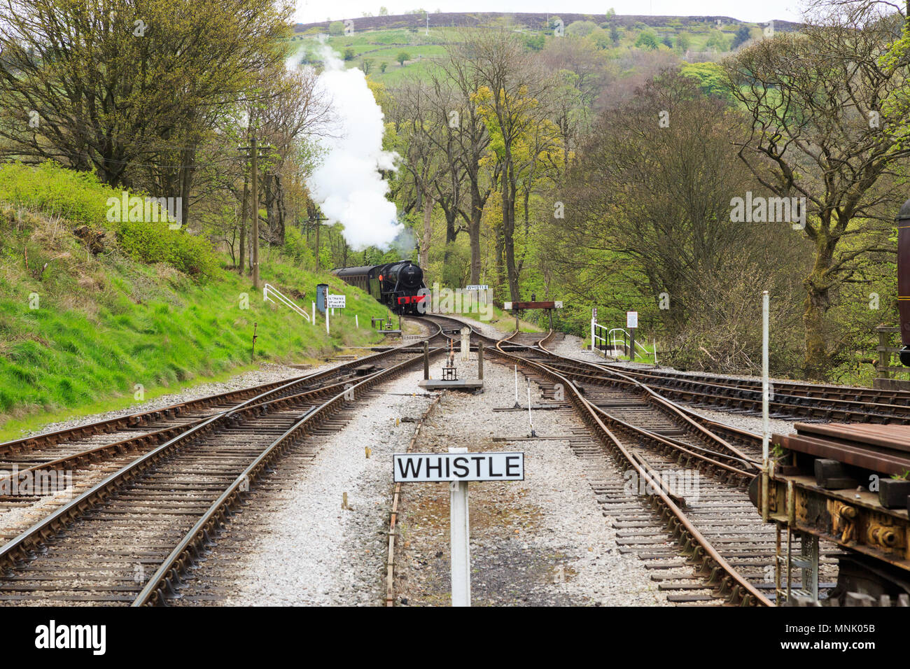 England, West Yorkshire. Keighley and Worth Valley Railway, steam trains, 5miles up Worth
