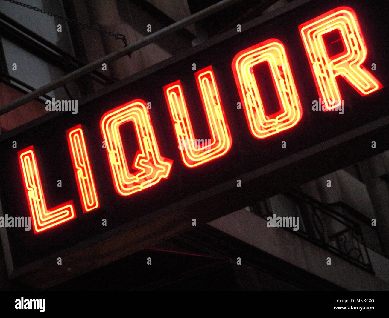 A red neon “Liquor” sign in Manhattan, New York Stock Photo - Alamy