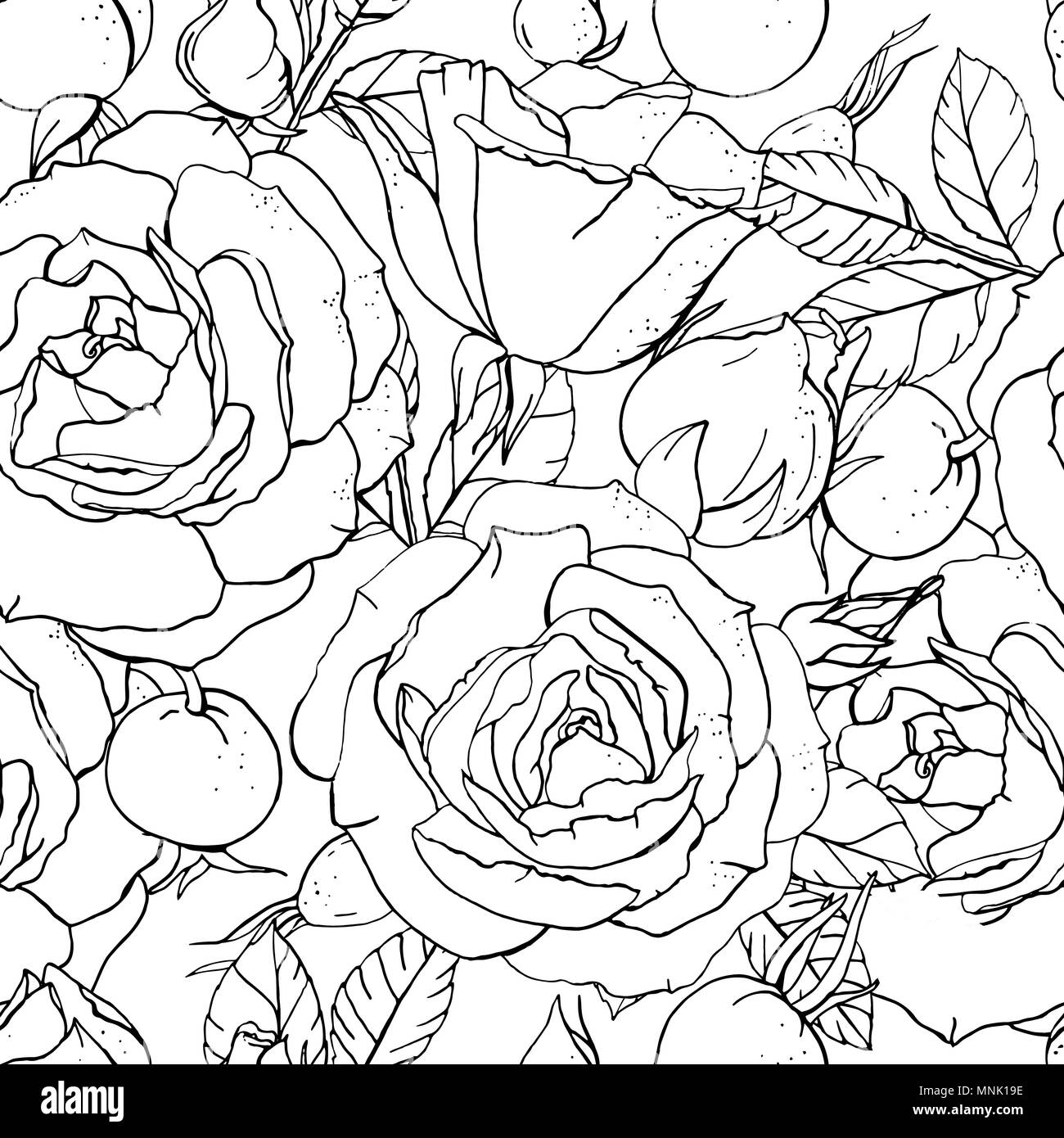 Black and white floral endless pattern Stock Vector Images - Alamy
