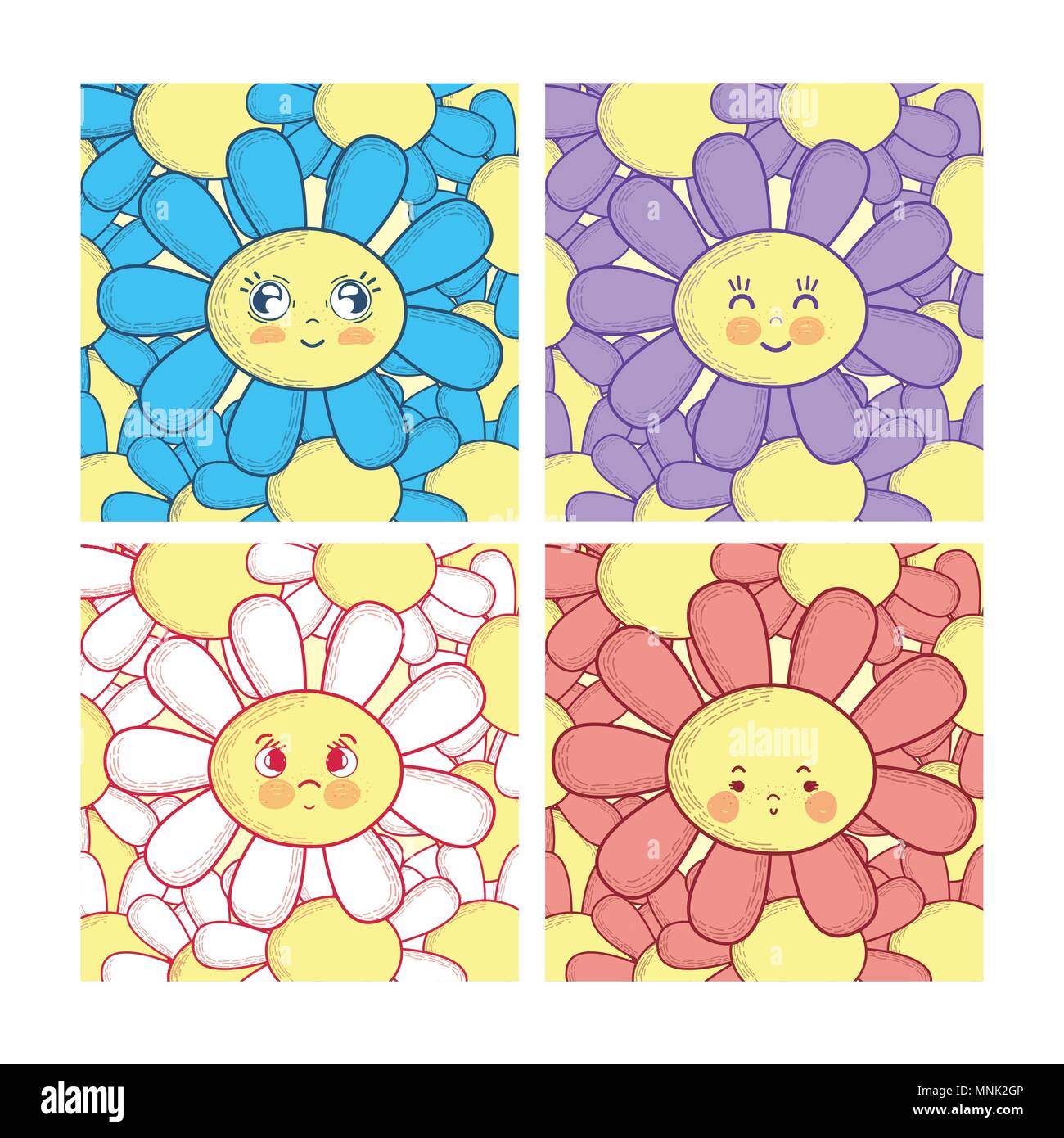 Set of cute flowers Stock Vector Image & Art - Alamy