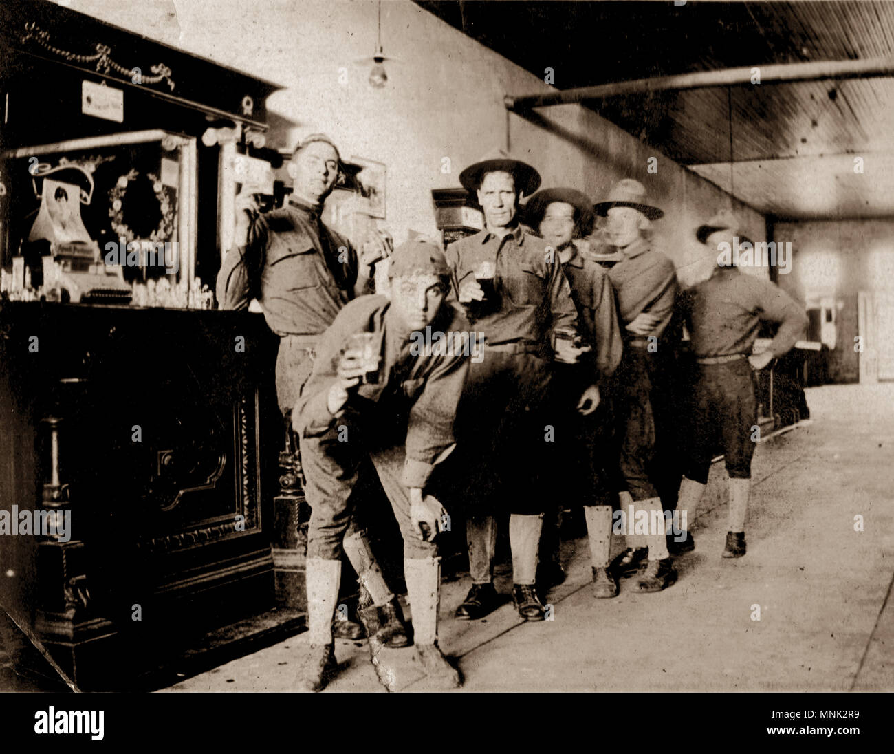 WW I Soldiers at the Bar Stock Photo