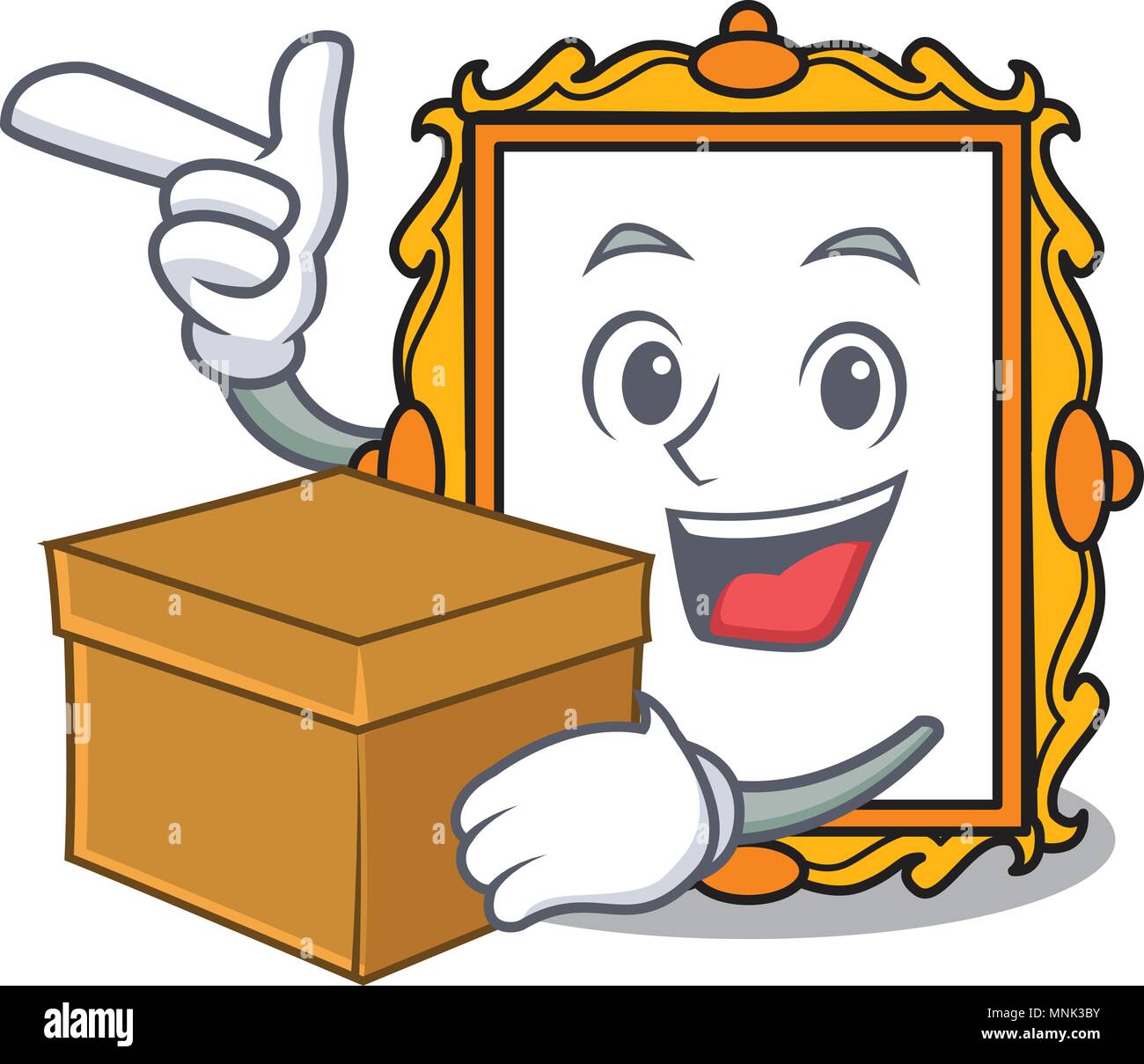 With box picture frame character cartoon vector illustration Stock ...