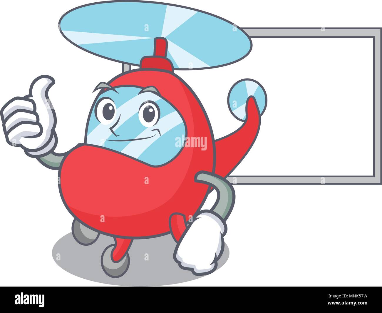 Thumbs up with board helicopter character cartoon style vector ...