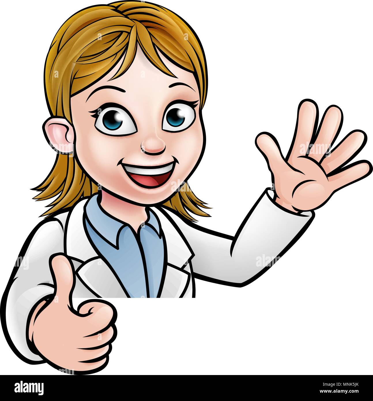 Scientist Cartoon Character Thumbs Up Sign Stock Vector