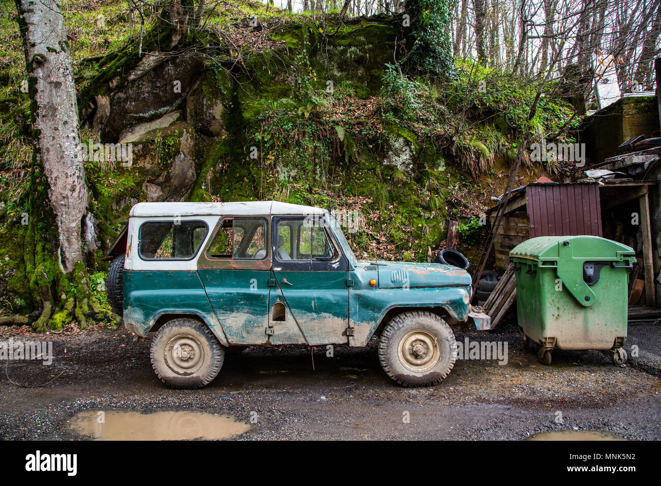 Vintage 4x4 off road truck vehicle at the mountain road Stock Photo Alamy