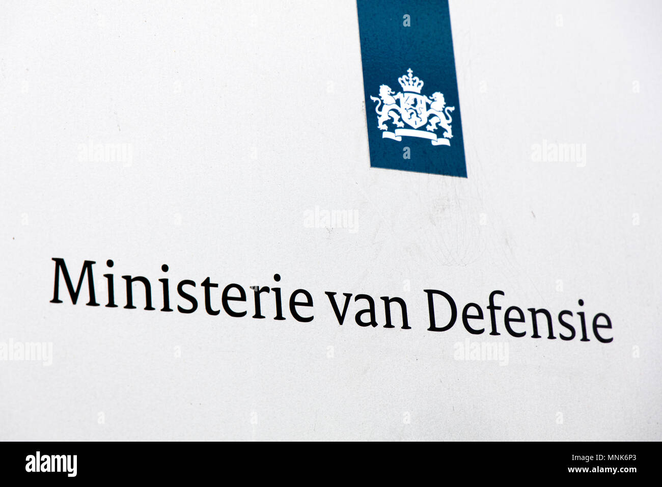 Amsterdam, Netherlands-february 2, 2017: letters Dutch department of defense on a wall Stock Photo