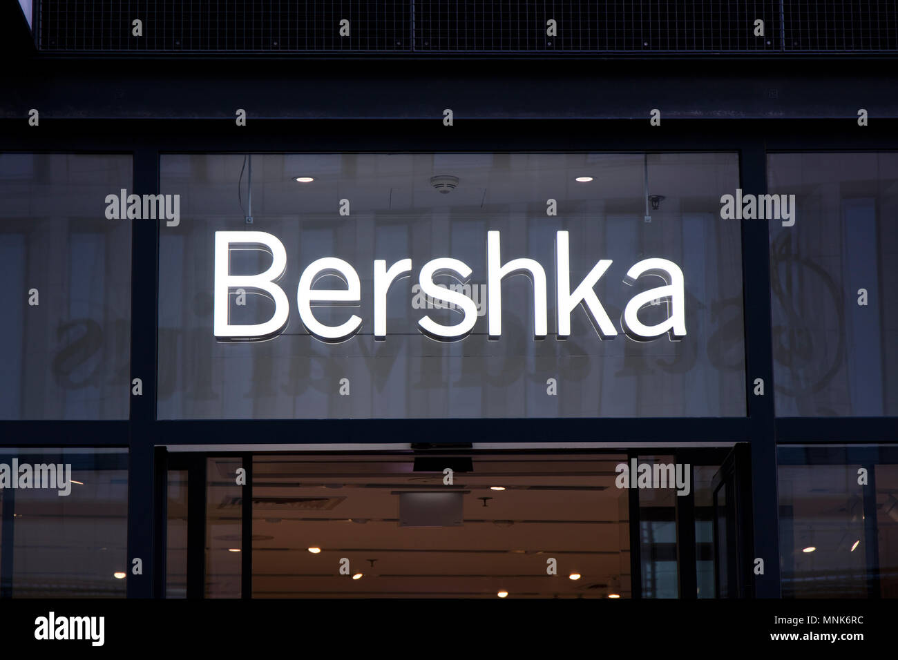 Amsterdam, Netherlands-february 2, 2017:  letters bershka on a wall in Amsterdam Stock Photo