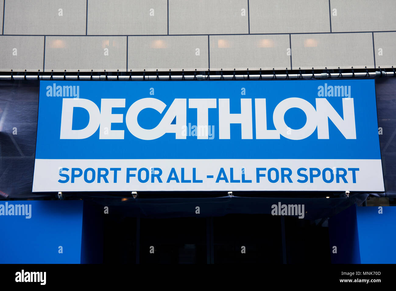 Aerial View of Decathlon. Sporting Goods Retailer. Almada, Portugal,  25.02.2021 Editorial Stock Photo - Image of blue, clothes: 211665273