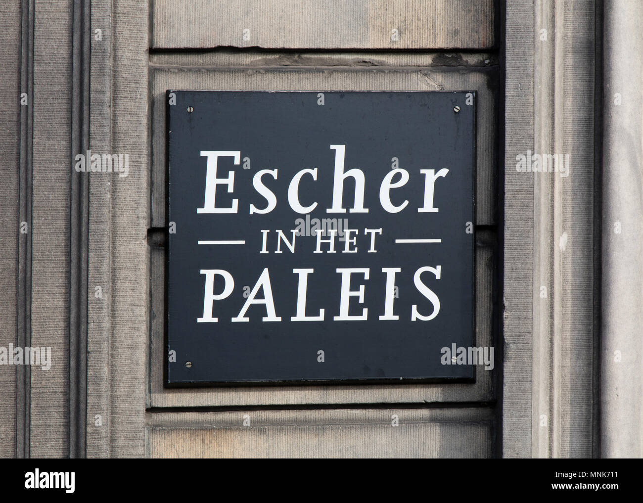 Amsterdam, Netherlands-february 2, 2017: Letters escher in the palace ...