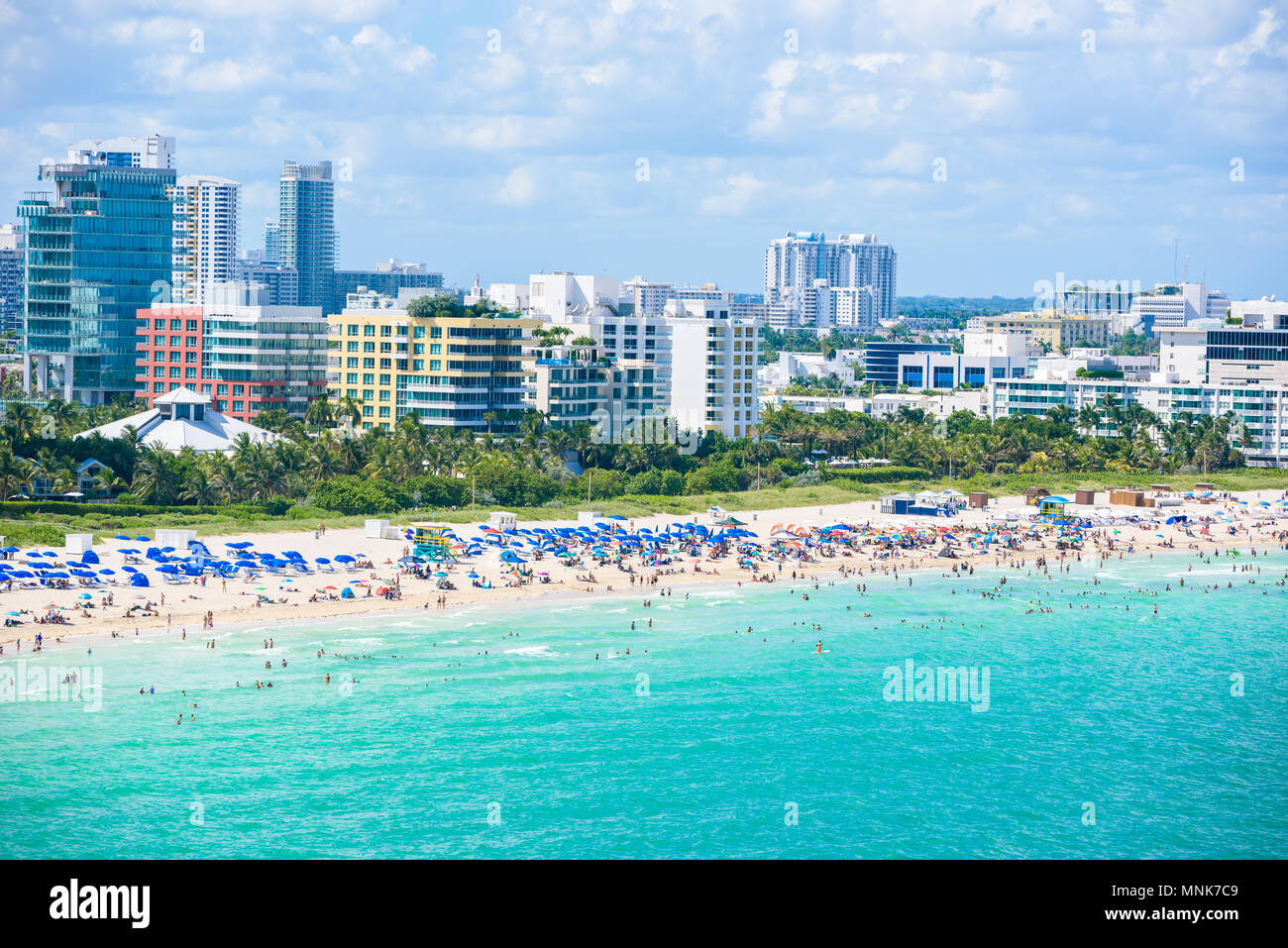 South Beach, Miami Beach. Tropical and Paradise coast of Florida, USA