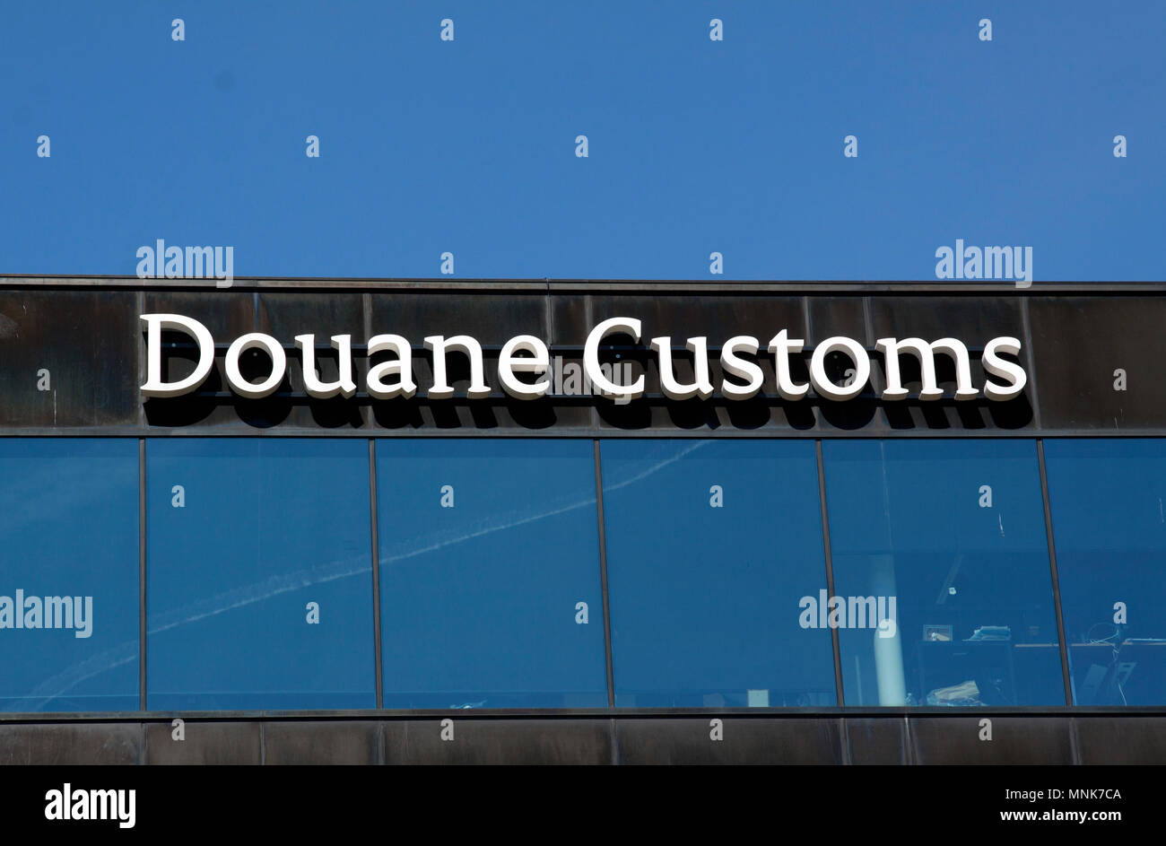 Amsterdam, Netherlands-may 5, 2016: Letter douane customs on a building in amsterdam schiphol Stock Photo