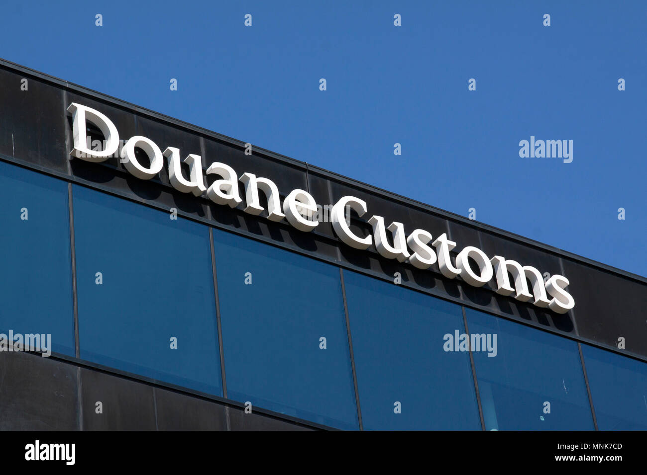 Amsterdam, Netherlands-may 5, 2016: Letter douane customs on a building in amsterdam schiphol Stock Photo