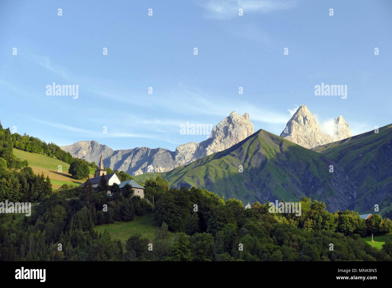 Albiez-Montrond (Savoy, south-eastern France): landscape near the Aiguilles d'Arves mountain, in the Maurienne Valley Stock Photo