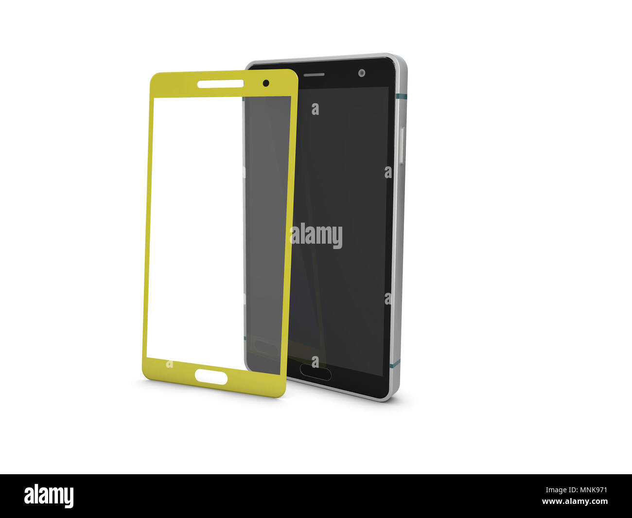 Realistic smartphone with screen of smartphone. 3d Illustration mockup