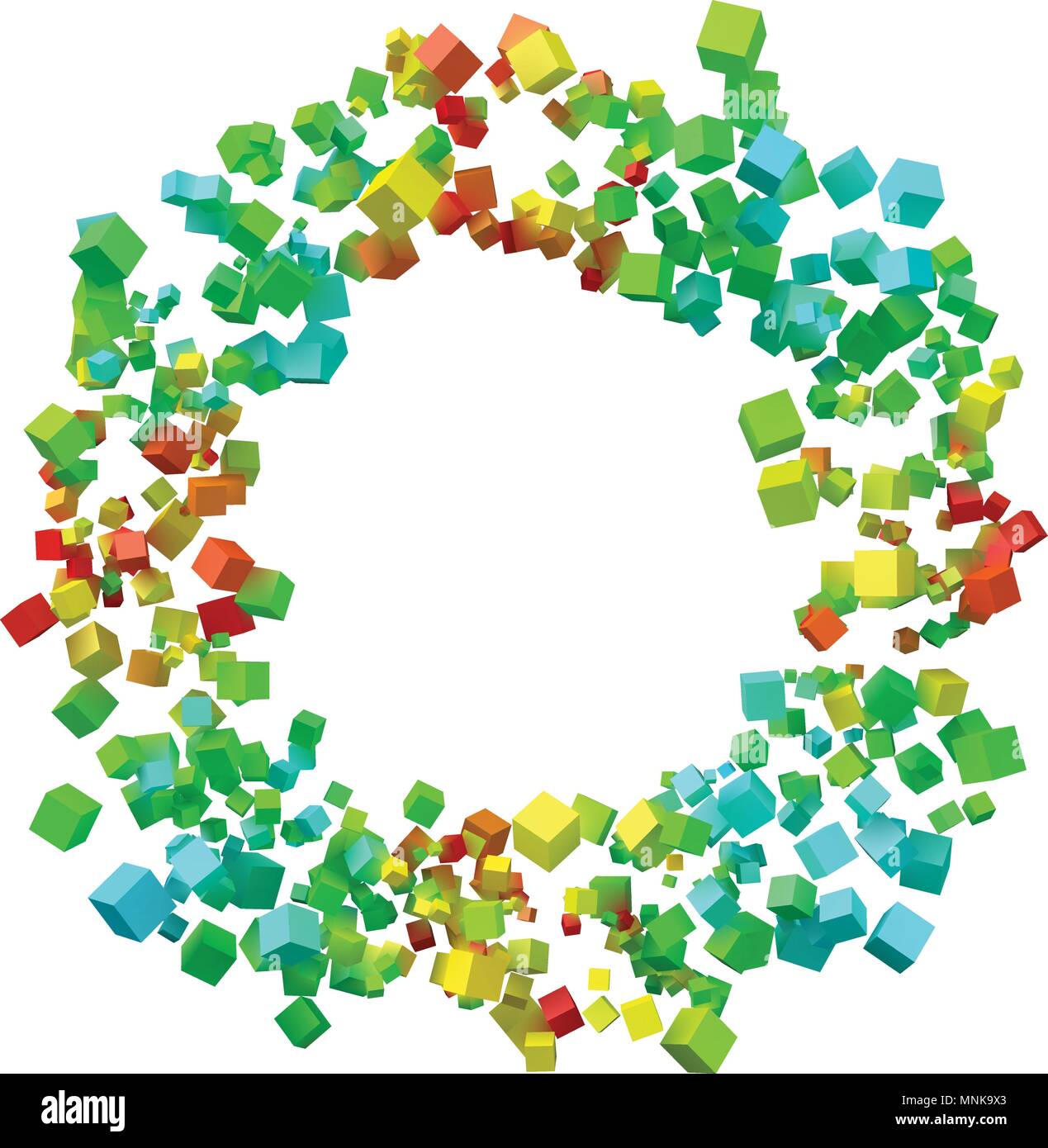 Random Solid Frame circular frame formed by random sized colorful cubes Stock Vector Image ...