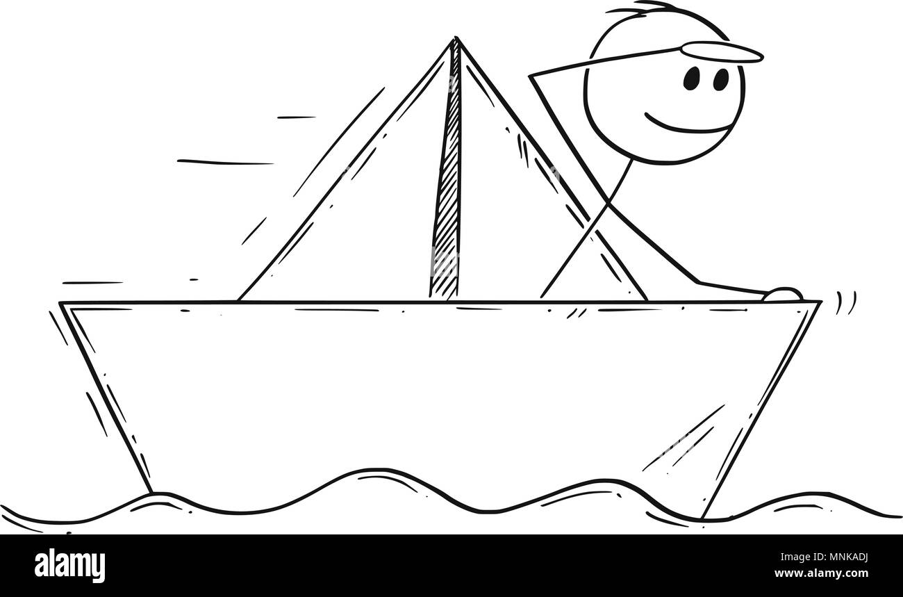 Cartoon of Businessman Sailing Paper Ship or Boat Stock Vector Image & Art  - Alamy