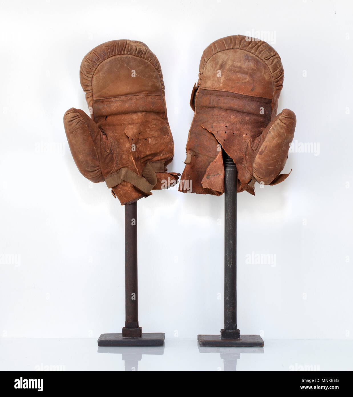 Vintage Leather Boxing Gloves Stock Photo Alamy