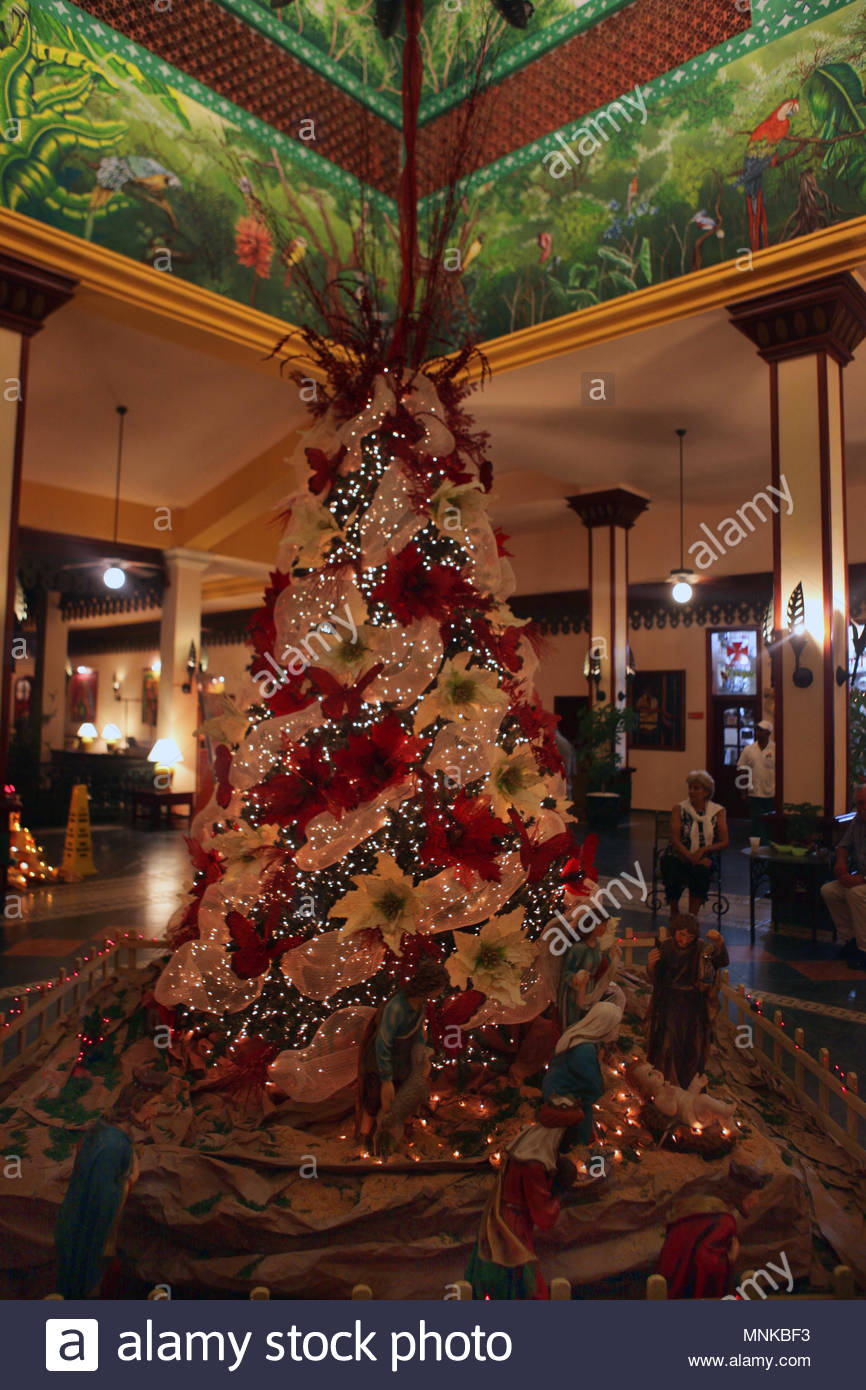 a decorated christmas tree in the lobby of a resort hotel in the dominican republic - Christmas In Dominican Republic a decorated christmas tree in the lobby of a resort hotel in the dominican republic - Christmas In Dominican Republic