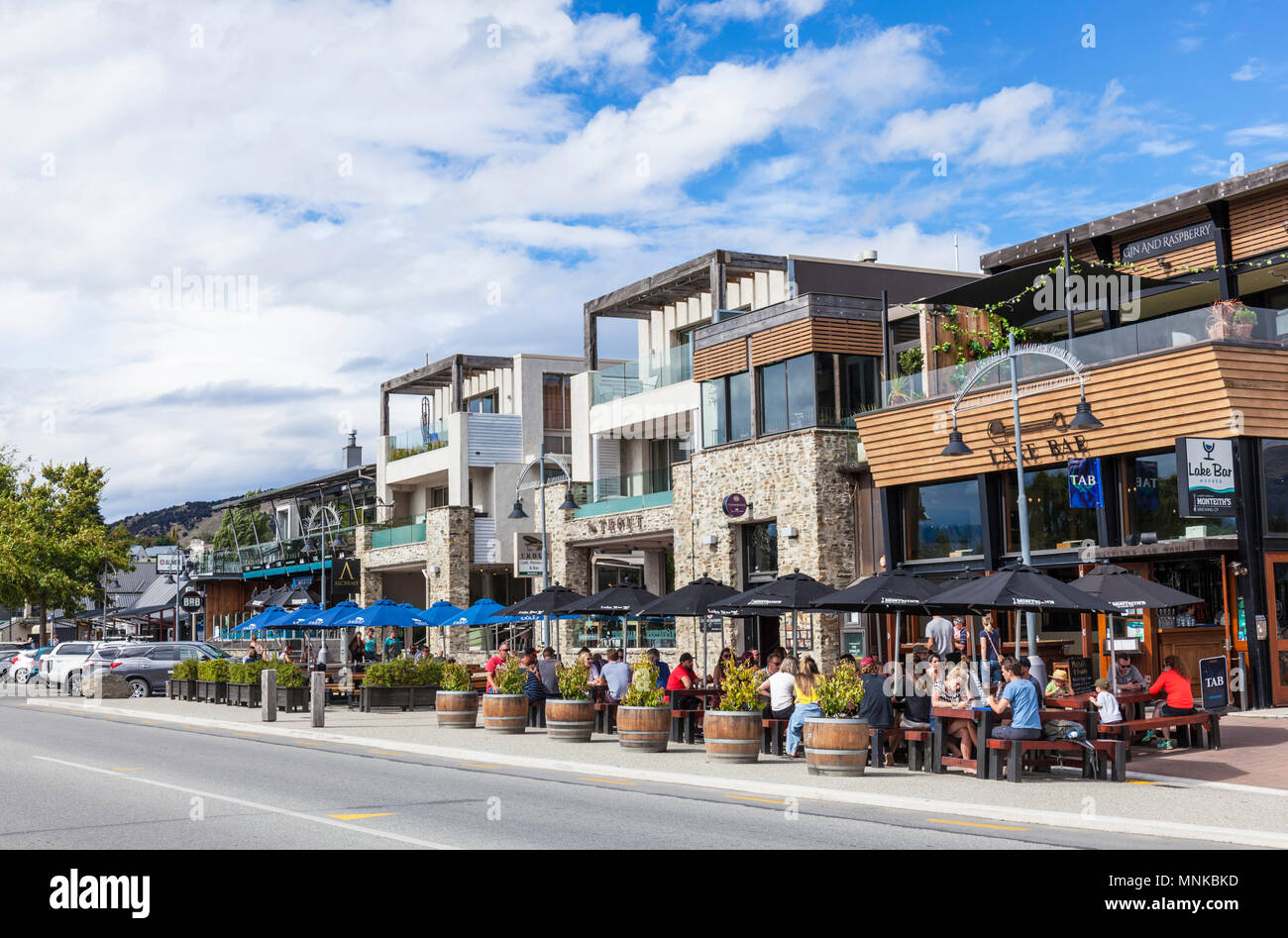 wanaka lake wanaka township the lake bar and trout restaurant on ardmore street central wanaka New Zealand South Island Stock Photo