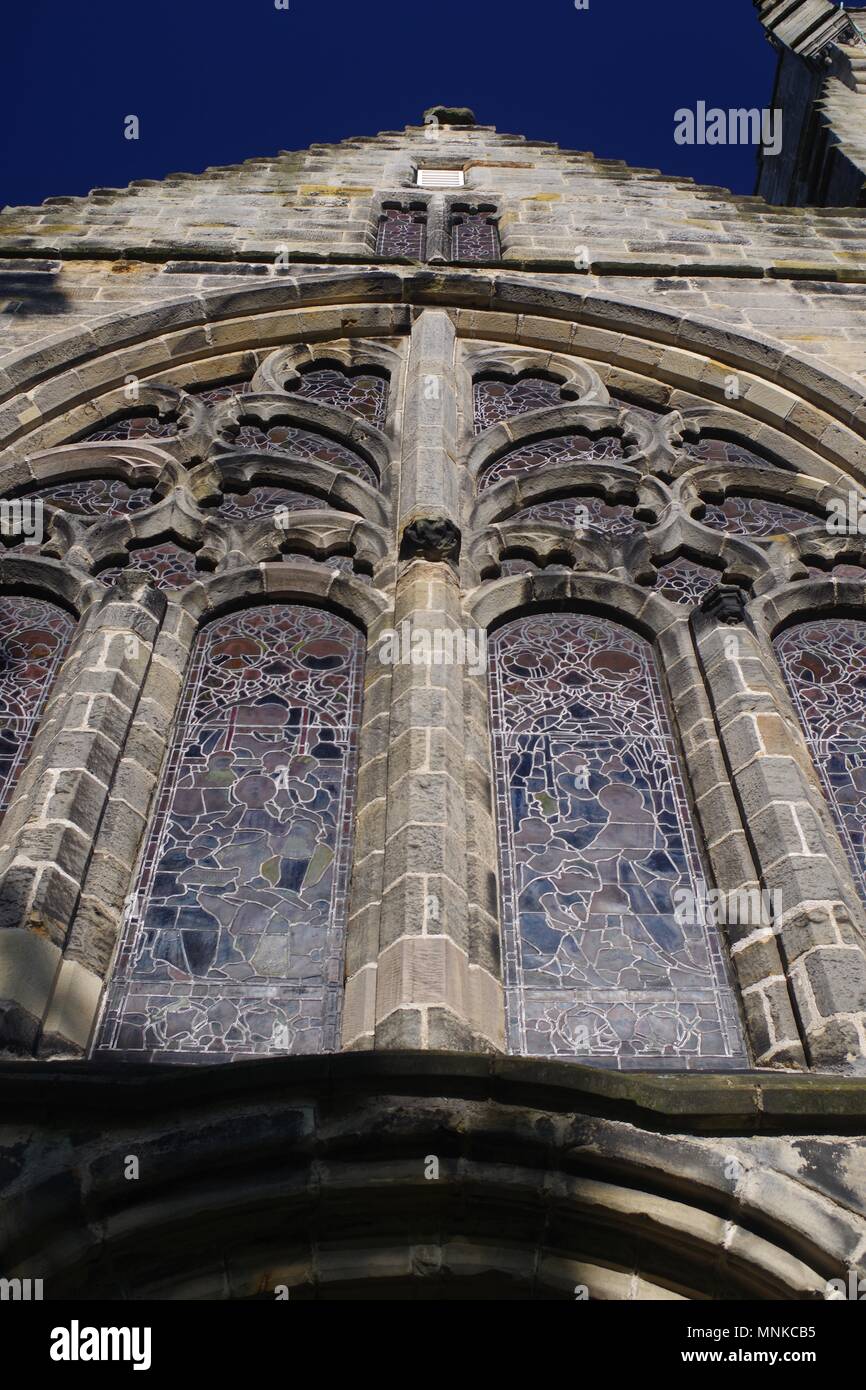 Gothic Stain Glass Window at King's College Chapel. University of