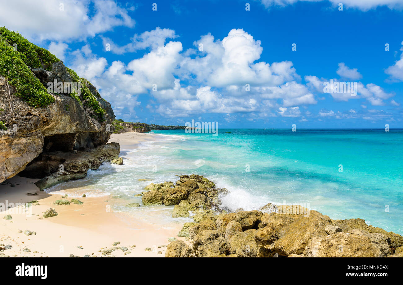 Crane Beach - tropical beach on the Caribbean island of Barbados. It is 