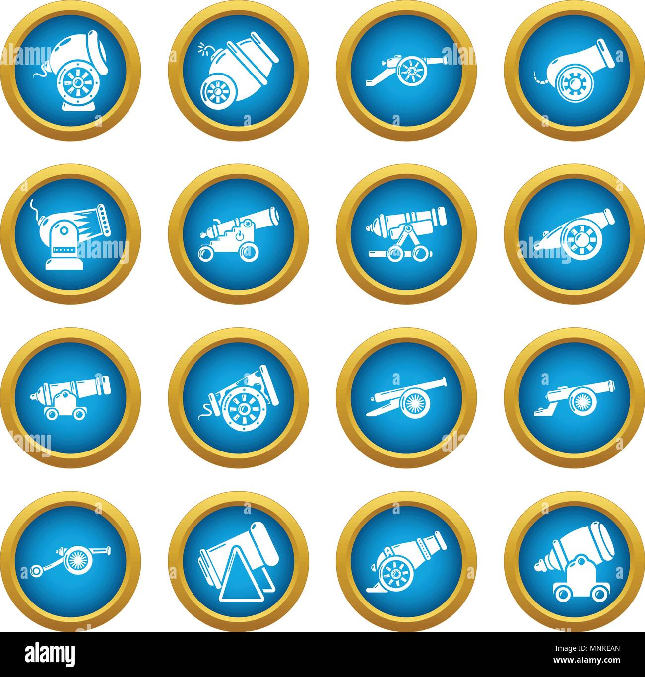 Cannon retro icons set, simple style Stock Vector