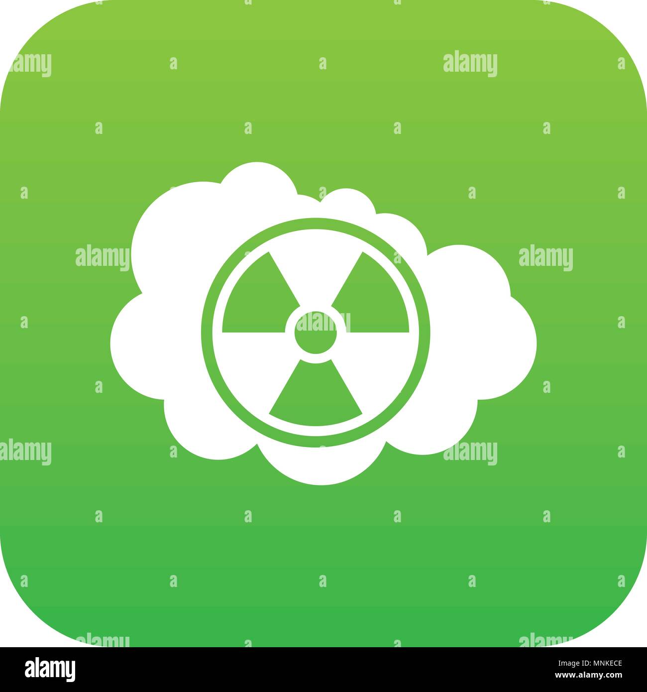 Cloud and radioactive sign icon digital green Stock Vector