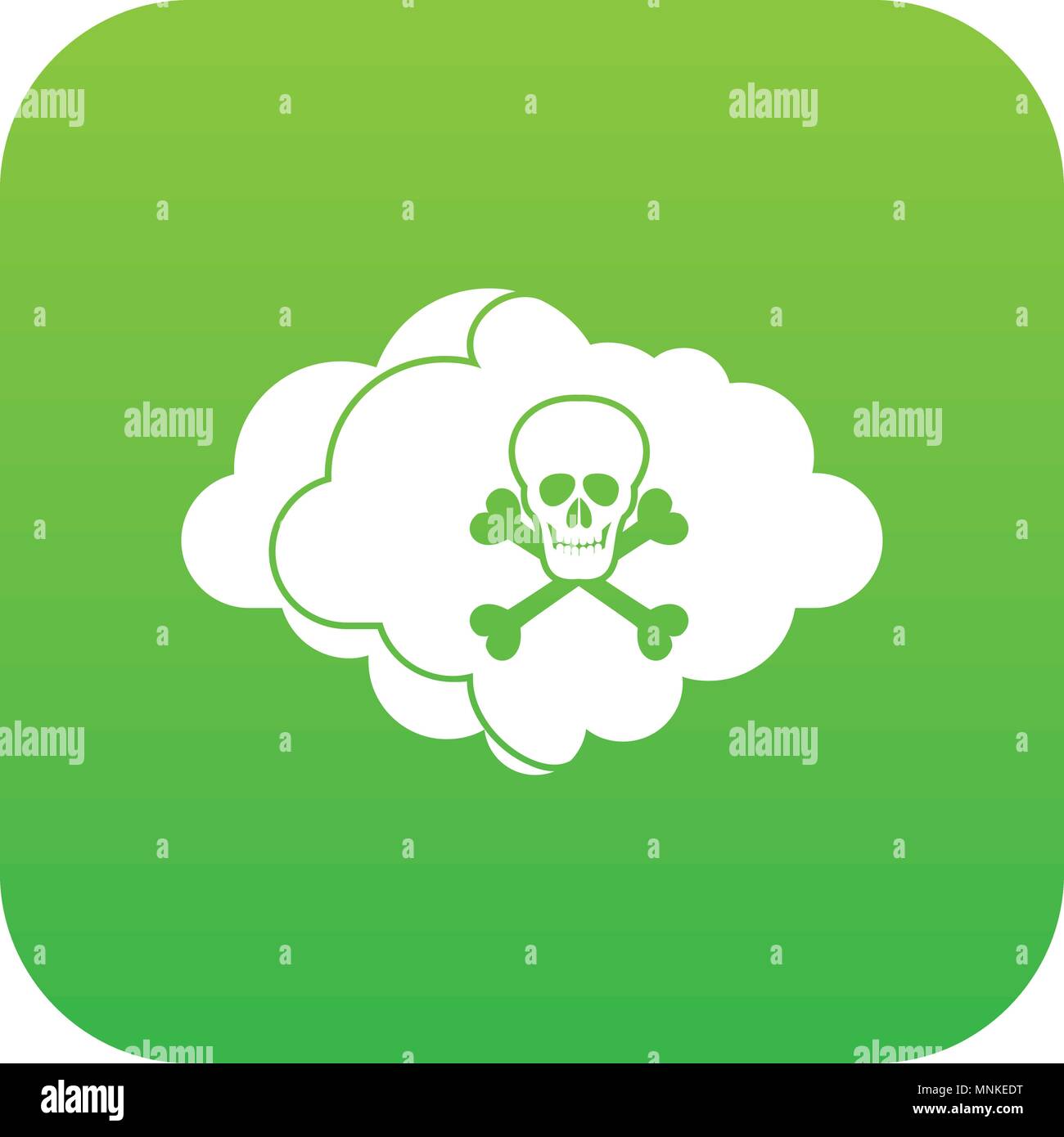 Cloud with skull and bones icon digital green Stock Vector