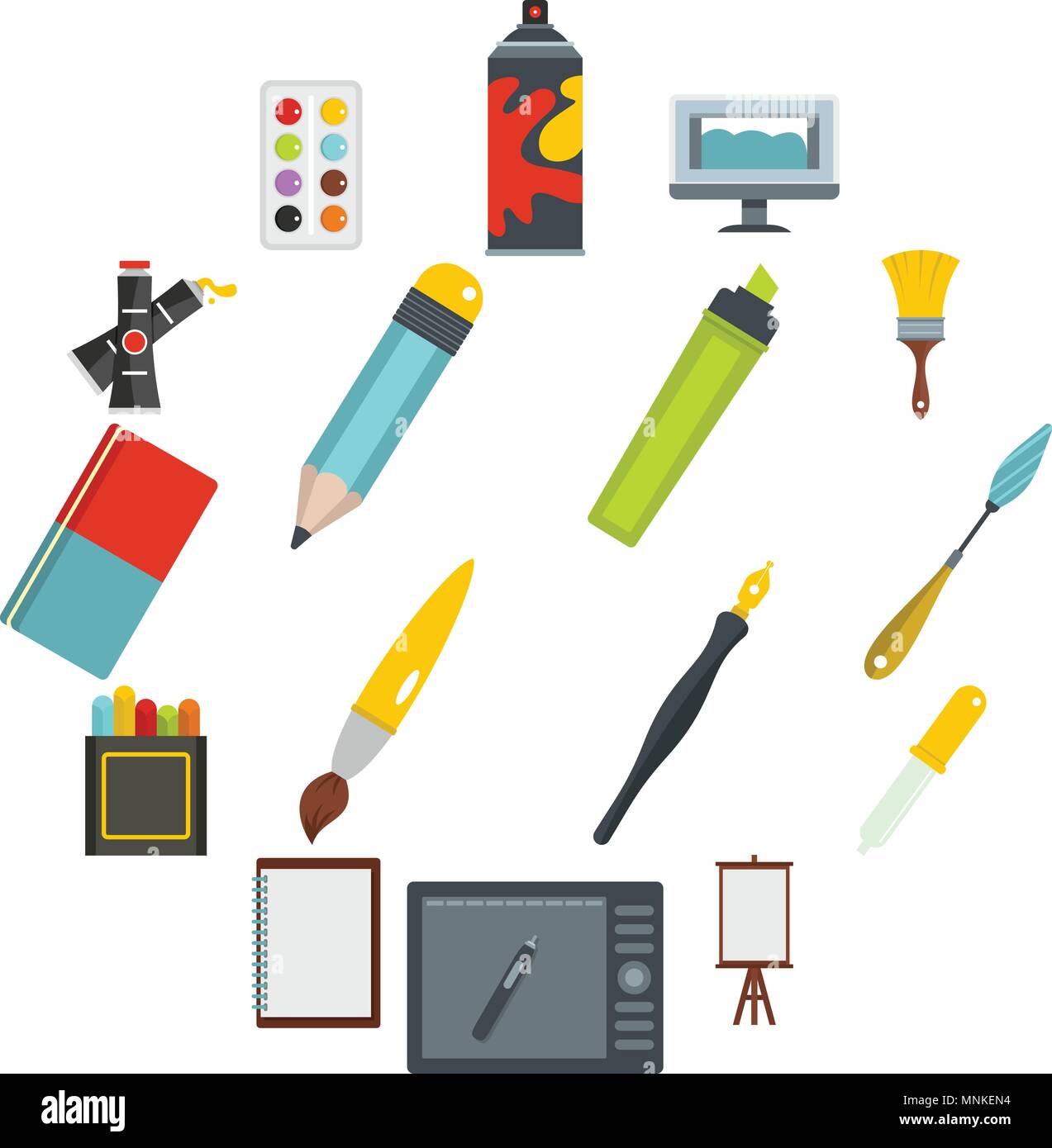 Design and drawing tools icons set in flat style Stock Vector Image