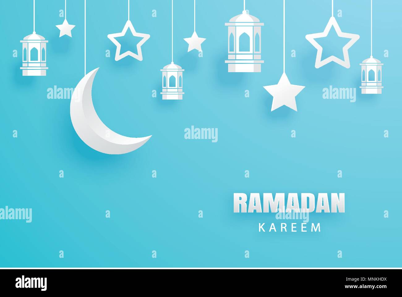 Ramadan Kareem Greeting Card Paper Art Background Eid Mubarak
