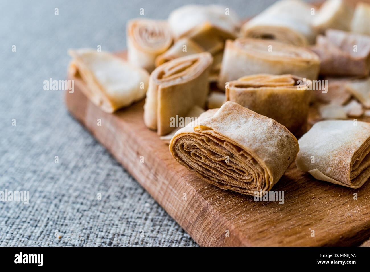 Turkish Food From Artvin called Silor / Rolled and Fried phyllo. Traditional Bakery. Stock Photo