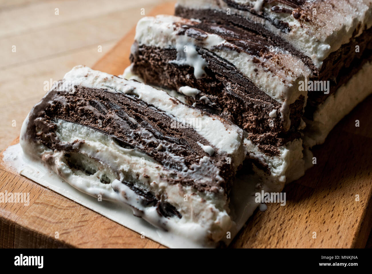 Semifreddo Cake - ice cream with chocolate and vanilla. (semi-frozen  dessert) italian dessert Stock Photo - Alamy