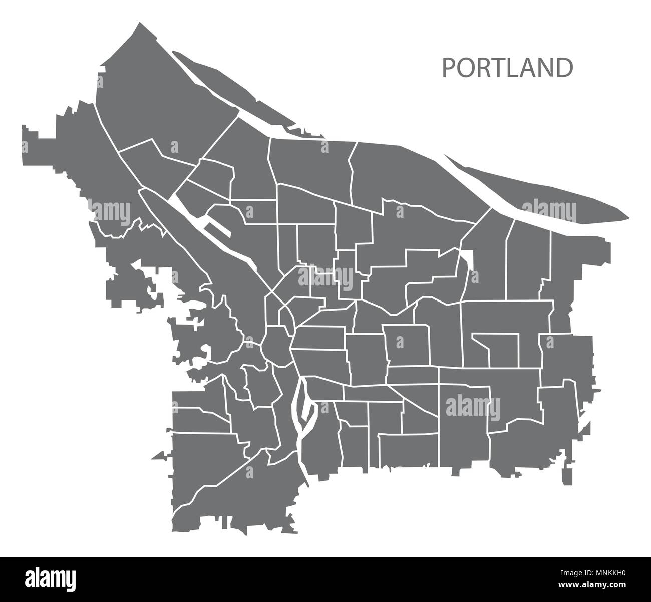 Portland Oregon City Limits Portland Oregon City Map With Neighborhoods Grey Illustration Silhouette  Shape Stock Vector Image & Art - Alamy