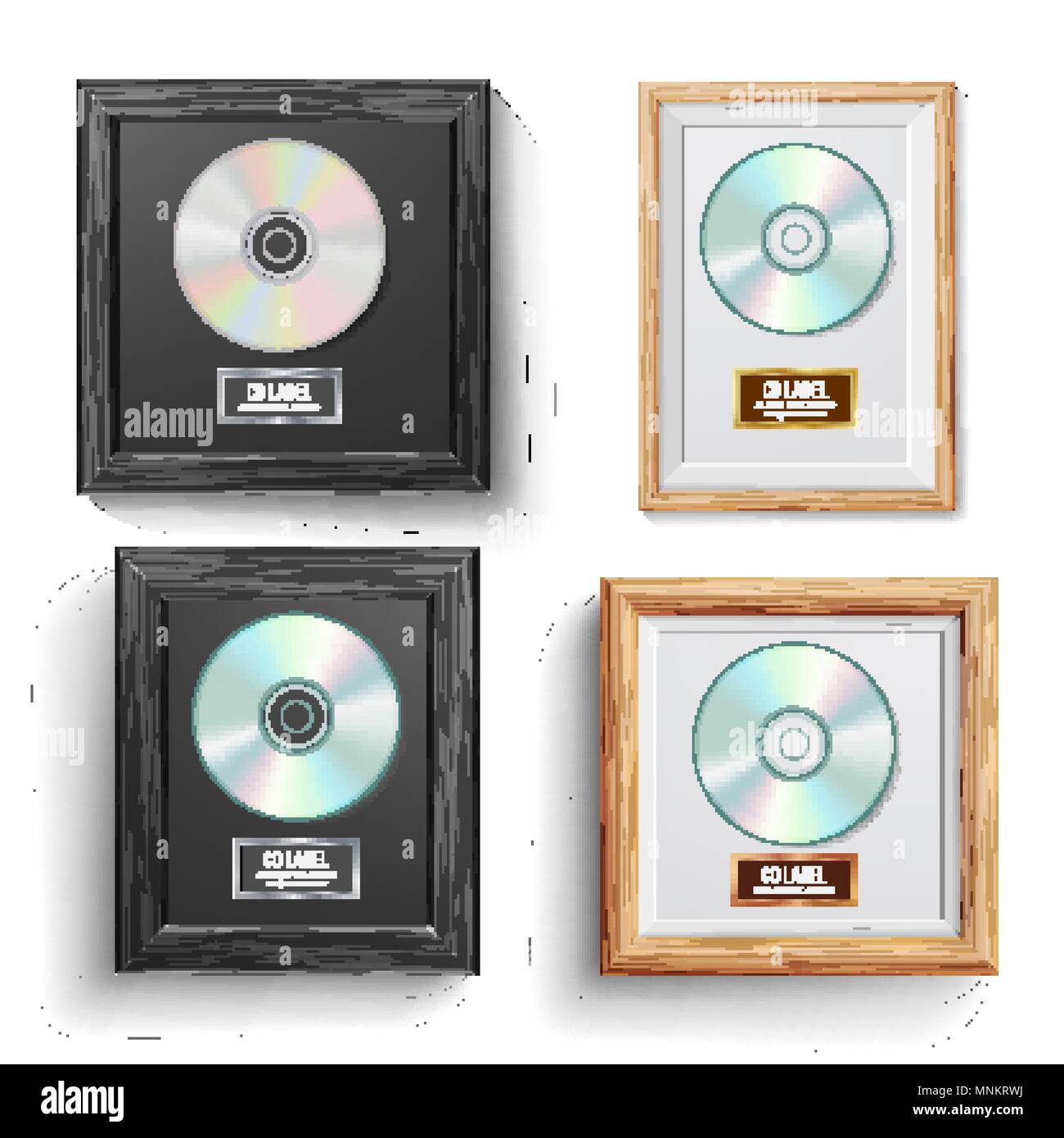 CD Disc Award Set Vector. Modern Ceremony. Best Seller. Musical Trophy