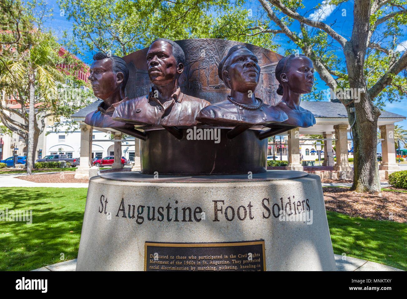 St Augustine Foot Soldiers memeorial in historic St Augustine Florida Americas oldest city Stock Photo