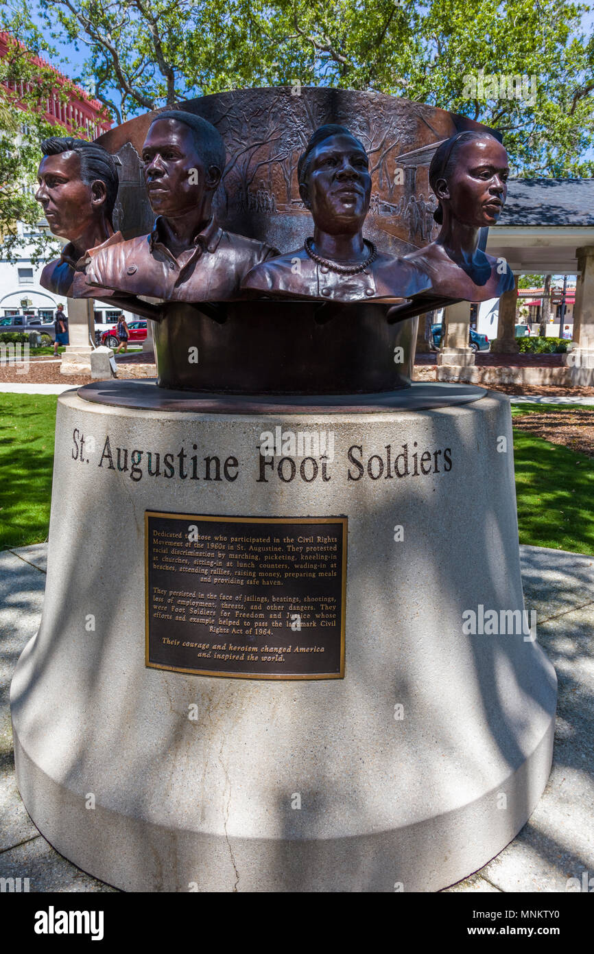 St Augustine Foot Soldiers memeorial in historic St Augustine Florida Americas oldest city Stock Photo