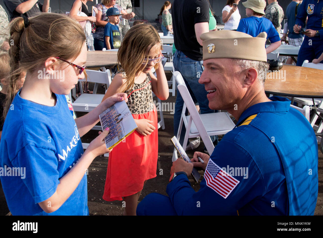 MakeAWish Arizona kids meet a pilot from the U.S. Navy Blue Angels at