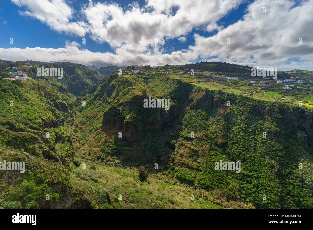 Scenic village on slopes of beatiful valley, Gran Canaria, Canary islands, Spain Stock Photo