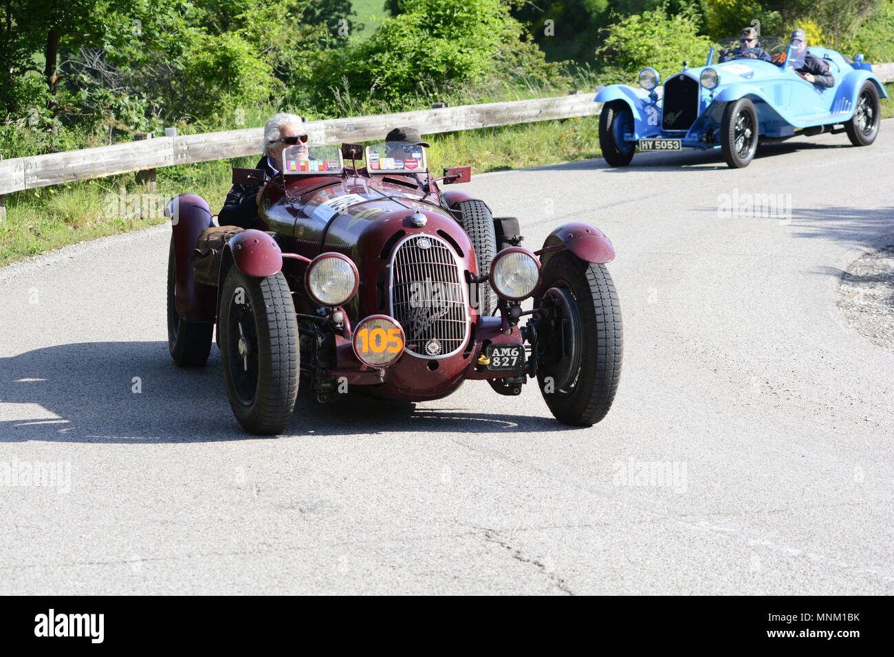 Pesaro Colle San Bartolo Italy May 17 2018 Alfa Romeo 8c 2900 Botticella 1936 On An Old Racing Car In Rally Mille Miglia 2018 The Famous Itali Stock Photo Alamy