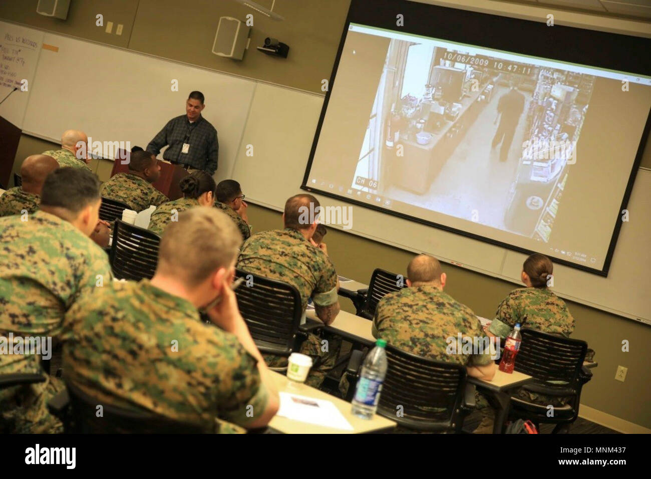 Marines and sailors from Reserve stations across the country attend the Operational Stress Control and Readiness train-the-trainer course, March 12-16, 2018, at Marine Corps Support Facility New Orleans. The OSCAR course gives Marines and sailors training on how to identify, support and advise service members with stress reactions, acting as sensors for the commander by noticing small changes in behavior and taking action early. Stock Photo