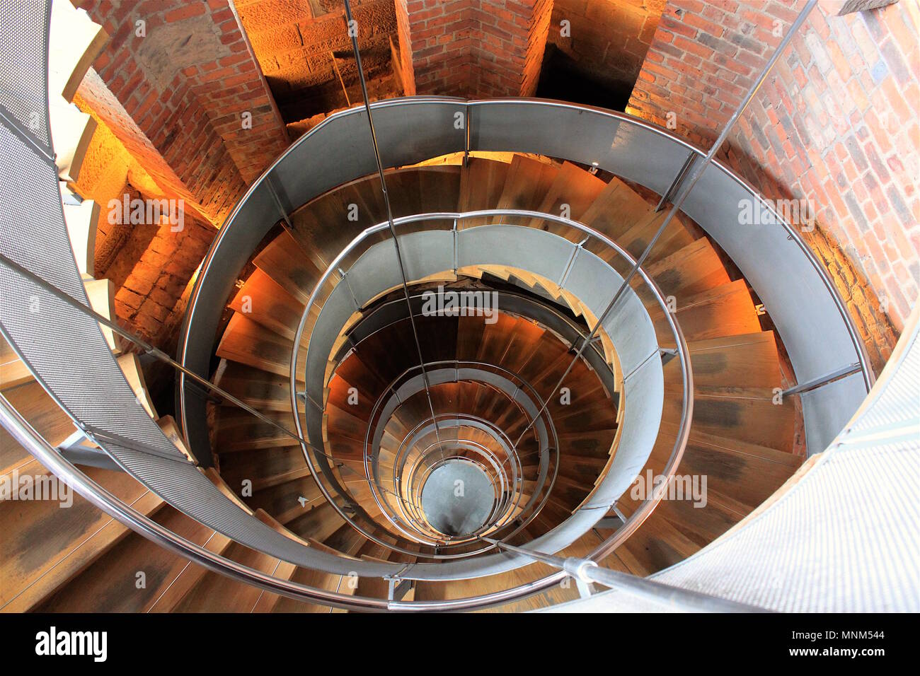 The spiral, helical staircase in the Lighthouse, Glasgow leading up to the original water tower Stock Photo