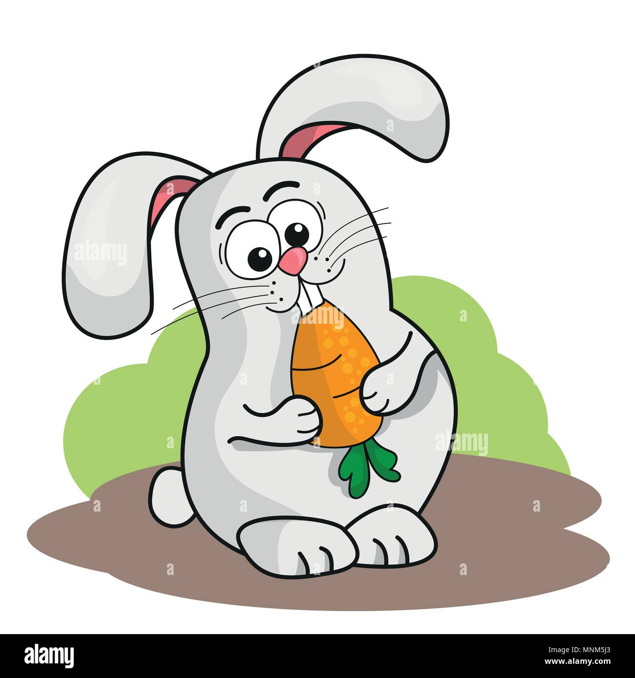 Cute cartoon rabbit holding a carrot. Vector illustration Stock Vector