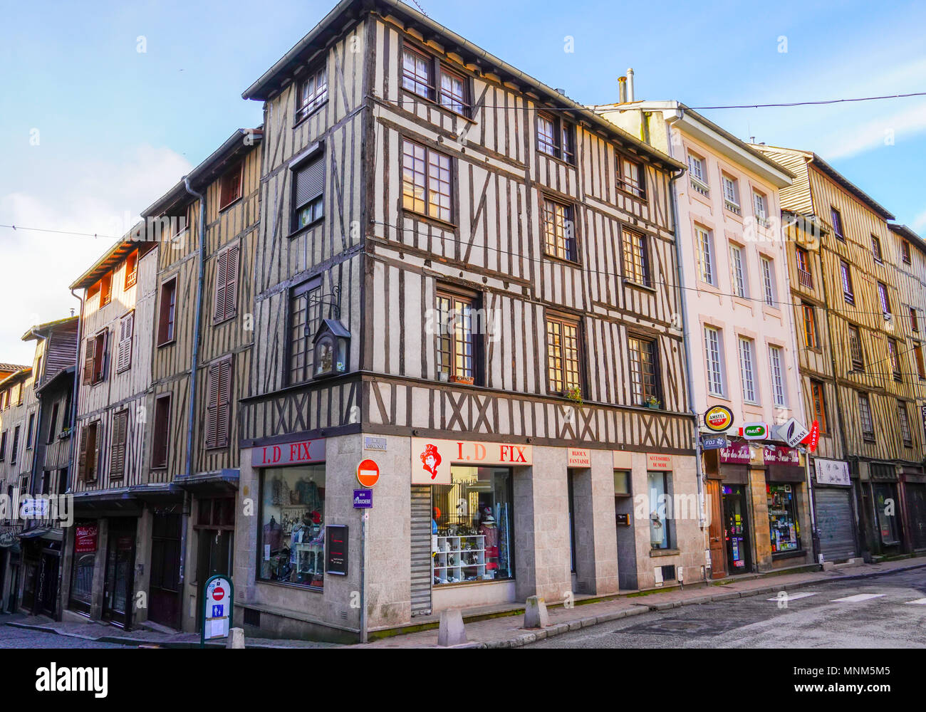 Timberframed houses in old Limoges, Limusine region, France Stock