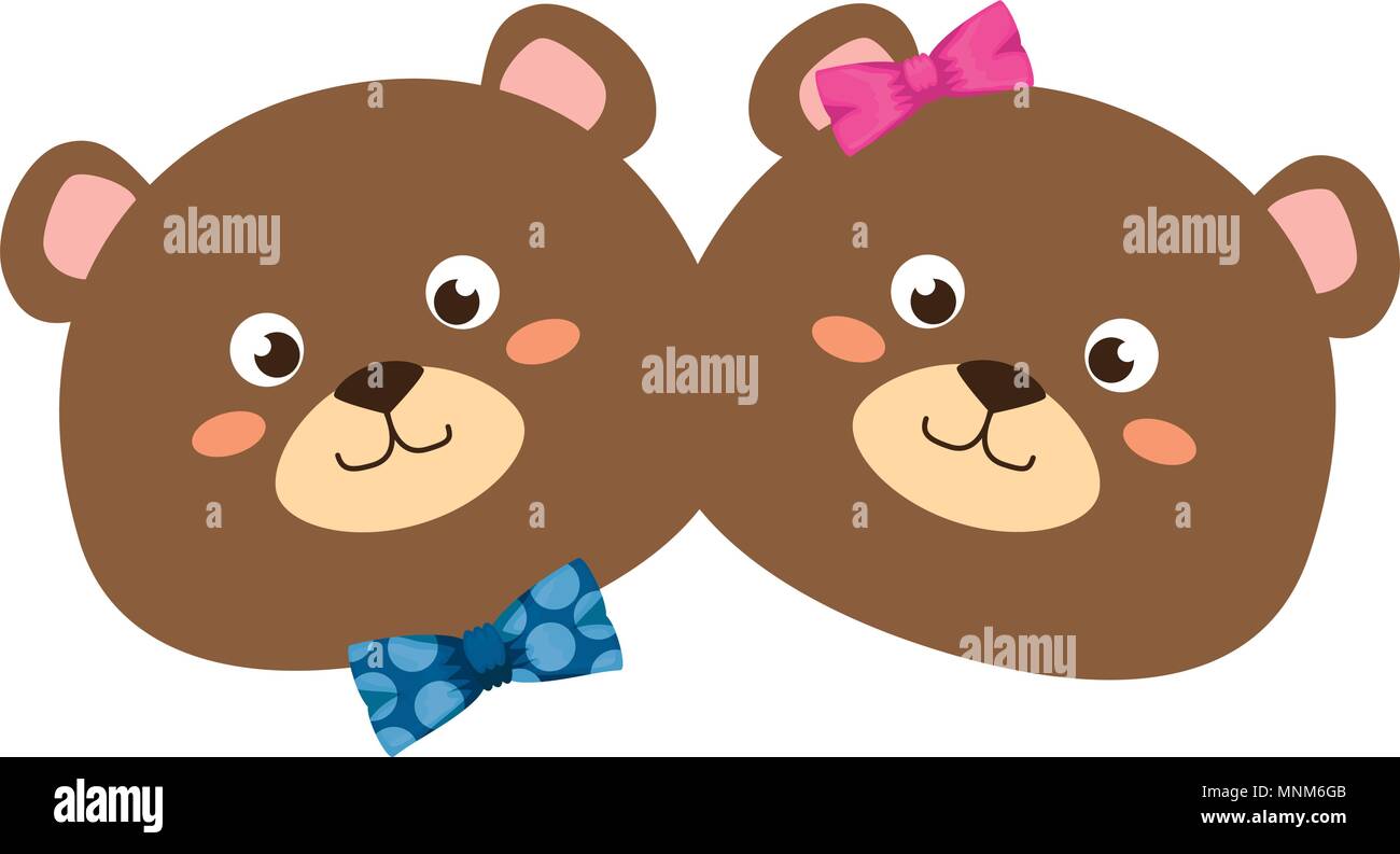 cute couple bears teddy adorables characters Stock Vector Image & Art ...