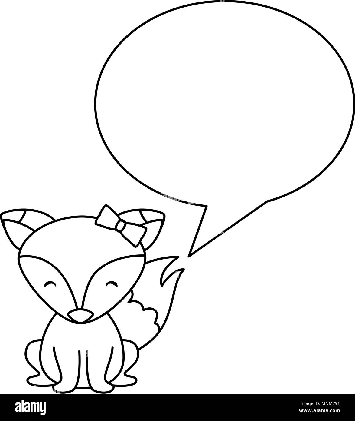 cute female fox with speech bubble character Stock Vector Image & Art