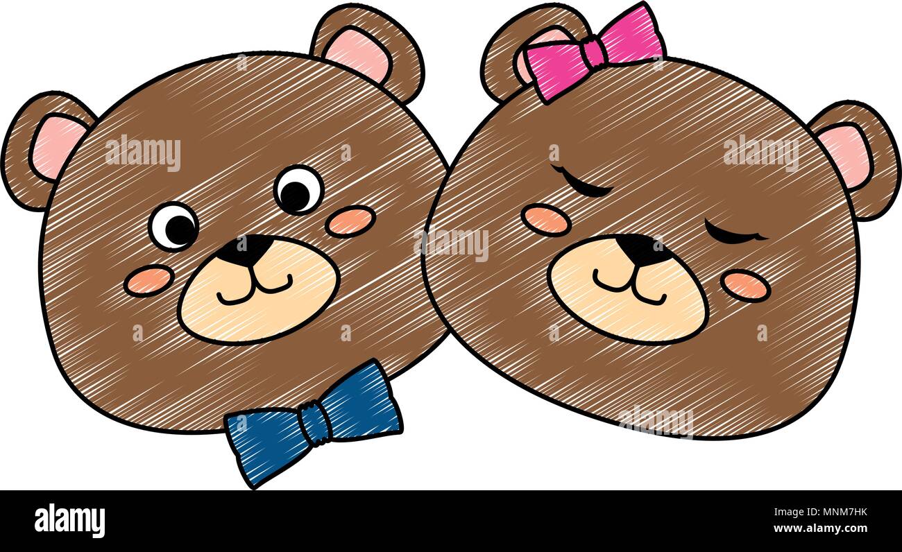 cute couple bears teddy adorables characters Stock Vector Image & Art ...