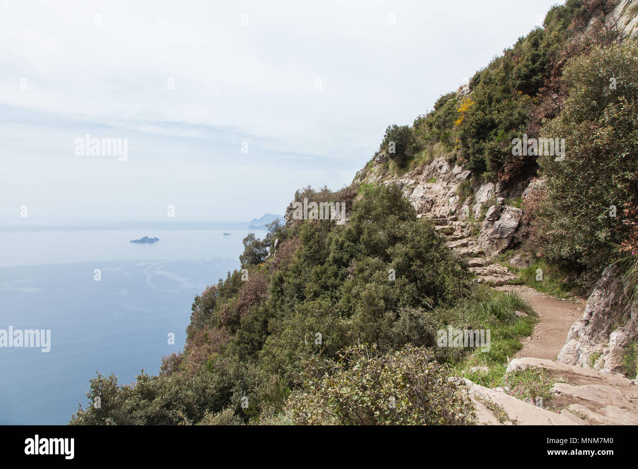 Der Weg der Götter von Agerola nach Positano Amalfiküste Italien, hiking on the path of gods Amalficoast Italy Stock Photo