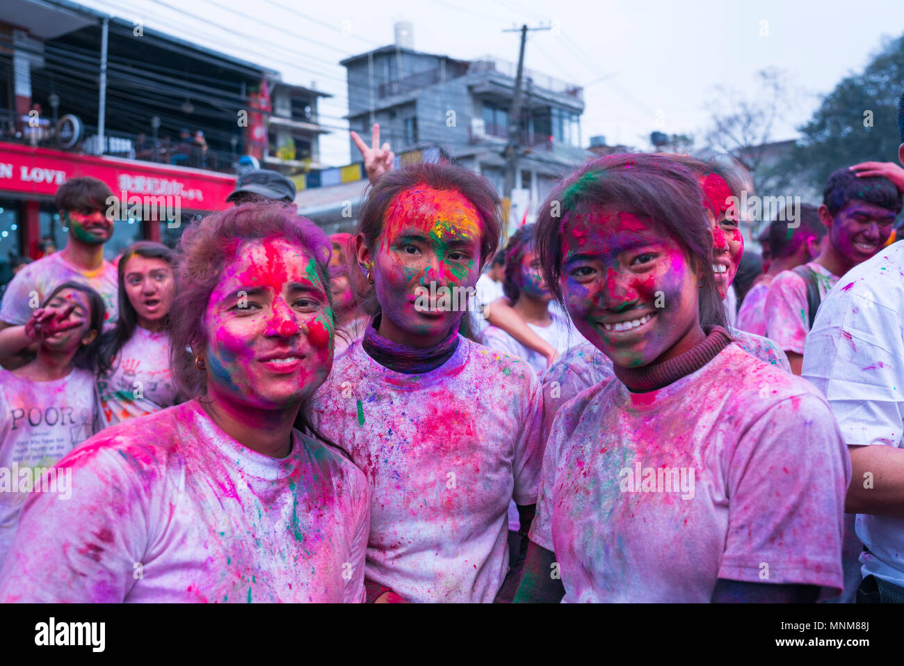Holi Festival Celebration, Pokhara, Nepal, Asia Stock Photo - Alamy